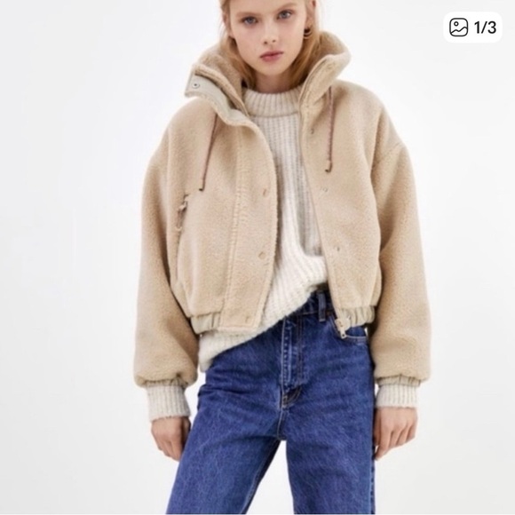 Zara Jackets & Blazers - NWOT Zara Cropped Teddy Jacket